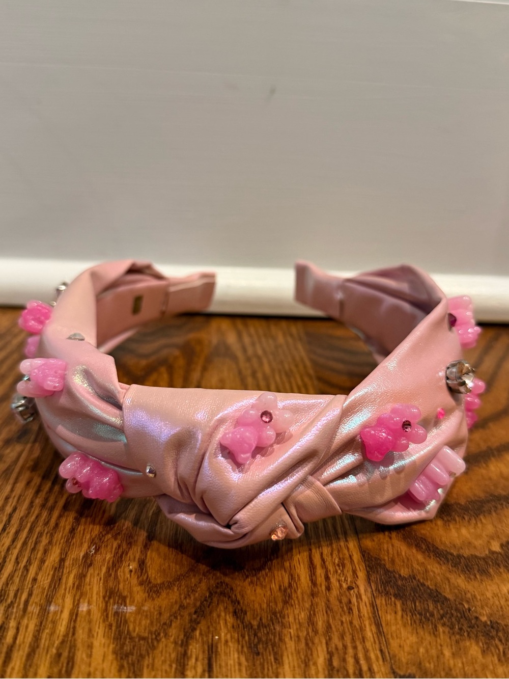 Headband Knotted Pink Gummy Bear and Rhinestones